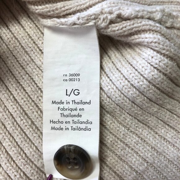 CALVIN Klein Oatmeal V Neck Button Down Ribbed Knitted Cardigan Size Large - Picture 5 of 11
